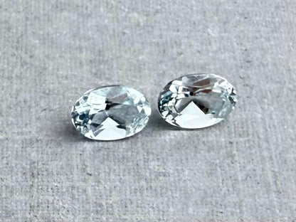 6x4 Aquamarine Pair Faceted Oval Natural Gemstone | AQ202 - Aquamarine, Beryl - GemEnthusiast