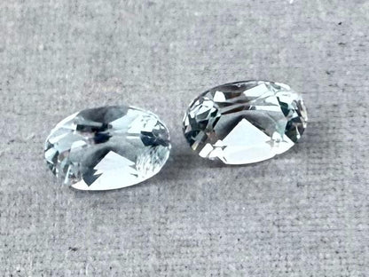 6x4 Aquamarine Pair Faceted Oval Natural Gemstone | AQ202 - Aquamarine, Beryl - GemEnthusiast