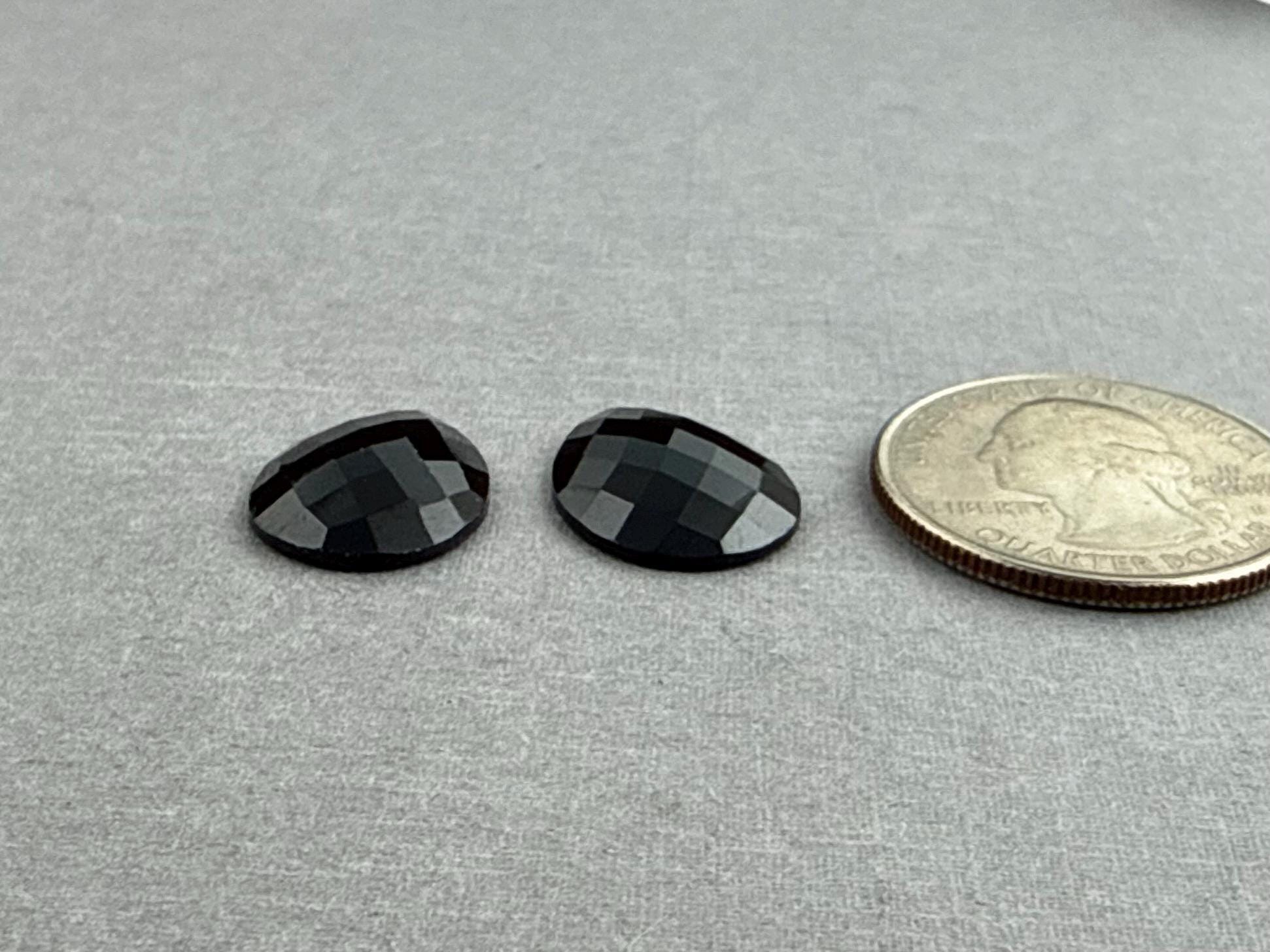 Black Spinel Pear Pair | Rose Cut Loose Cabochon Gemstones | BS120 - Spinel - GemEnthusiast