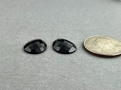 Black Spinel Pear Pair | Rose Cut Loose Cabochon Gemstones | BS120 - Spinel - GemEnthusiast