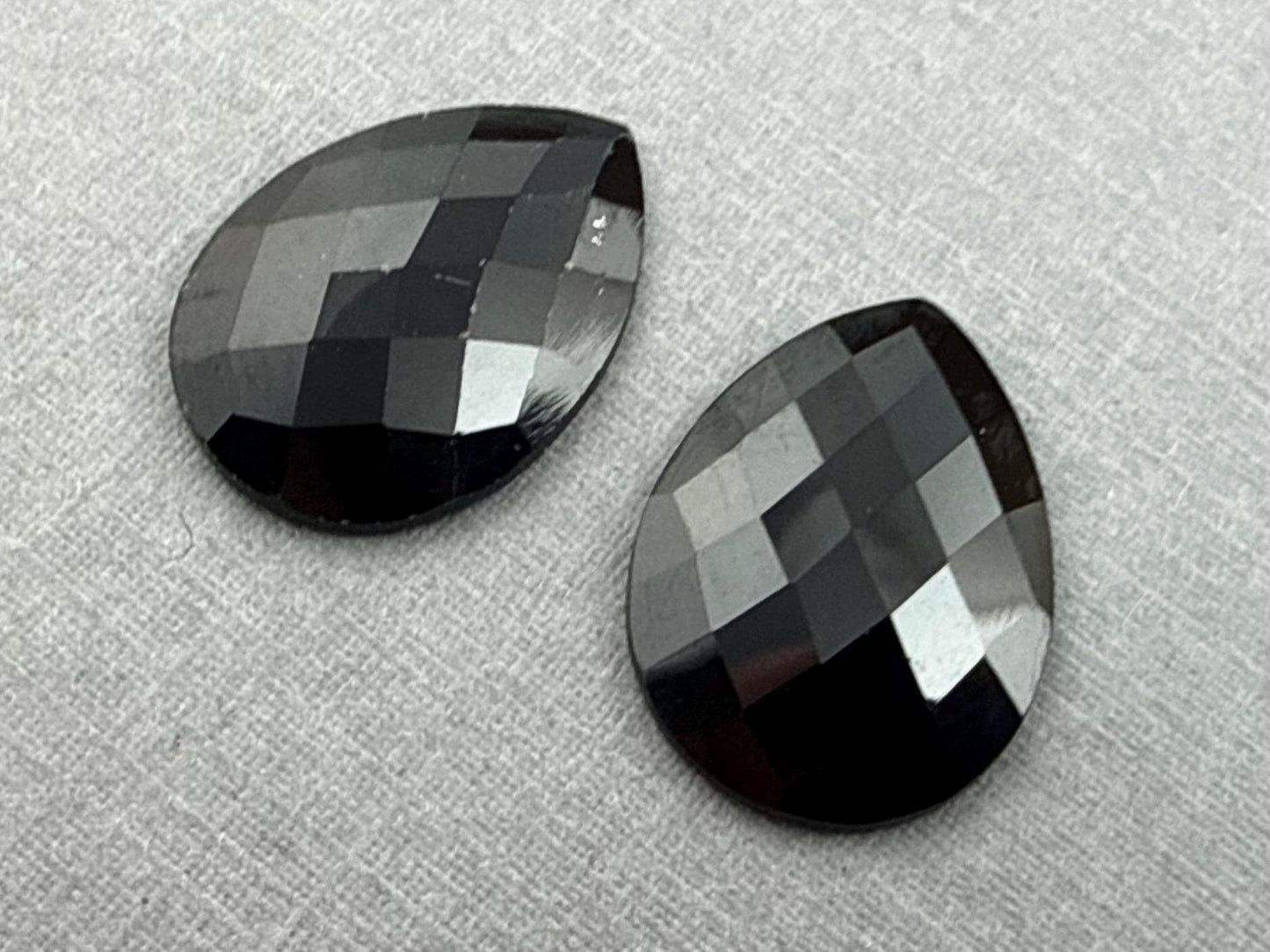 Black Spinel Pear Pair | Rose Cut Loose Cabochon Gemstones | BS120 - Spinel - GemEnthusiast