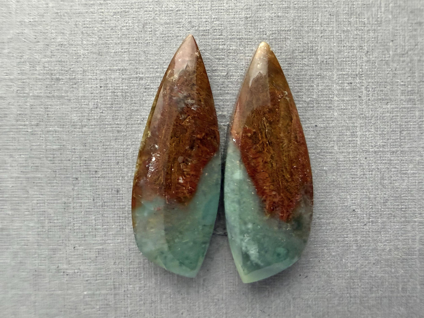 Petrified Wood Opal Pair | Natural Indonesia Cabochons | WO243 - Petrified Wood Opal, Opalized Wood - GemEnthusiast