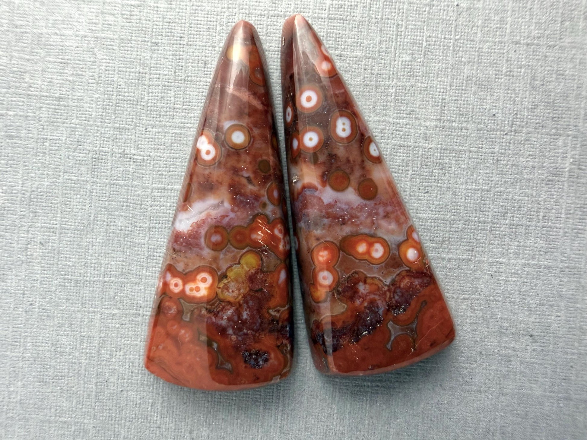 River Jasper Pair | Natural Orbicular Gemstone from Indonesia | JS215 - Orbital River Jasper - GemEnthusiast