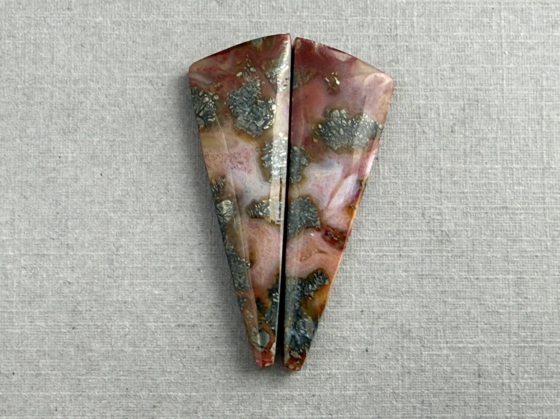 Marcasite in Quartz Cabochon Pair | Natural Gemstone | QU524 - Marcasite, Quartz - GemEnthusiast