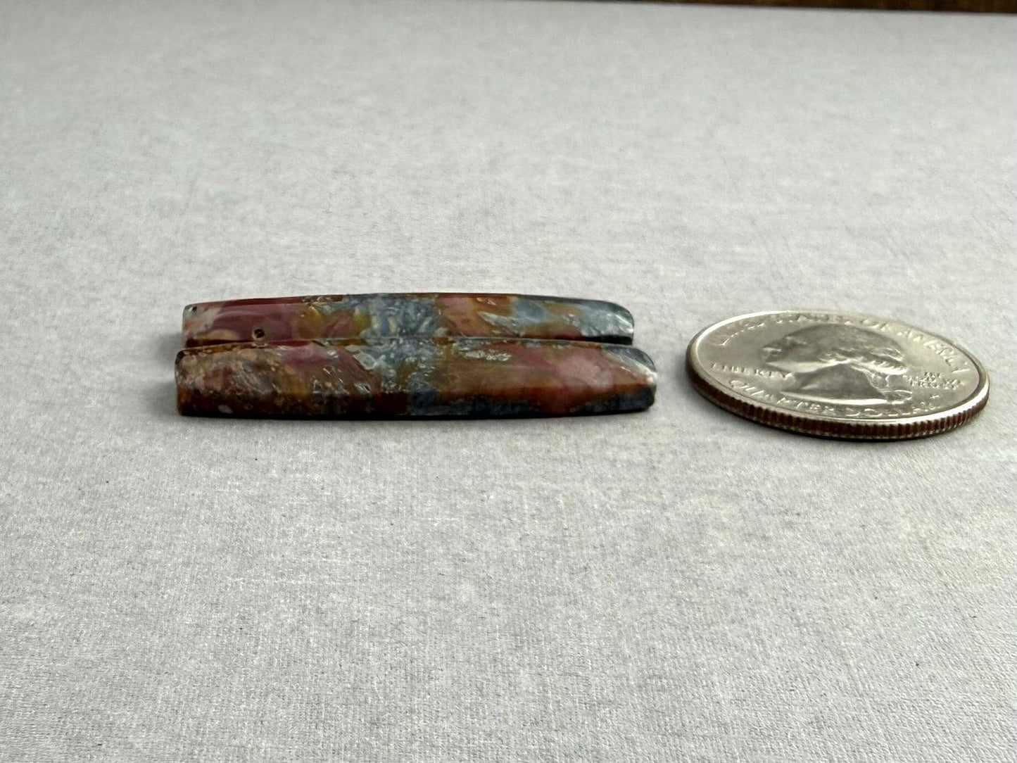 Marcasite in Quartz Cabochon Pair | Natural Gemstone | 39x10x4 | QU522 - Marcasite, Quartz - GemEnthusiast