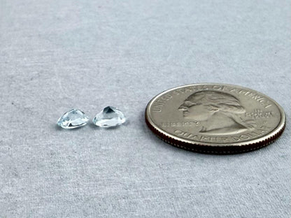 6x4 Aquamarine Pair Faceted Oval Natural Gemstone | AQ202 - Aquamarine, Beryl - GemEnthusiast