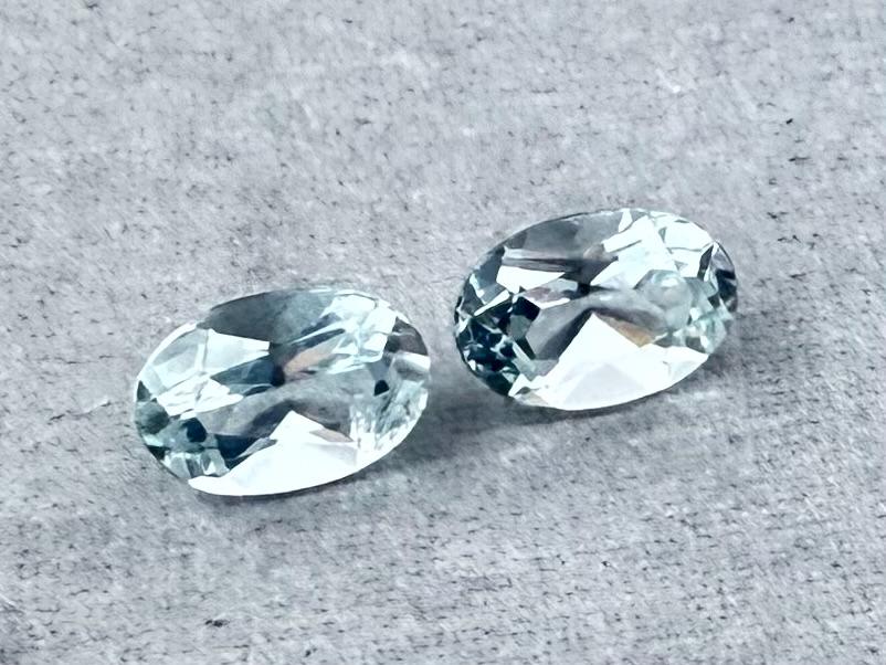 6x4 Aquamarine Pair Faceted Oval Natural Gemstone | AQ202 - Aquamarine, Beryl - GemEnthusiast
