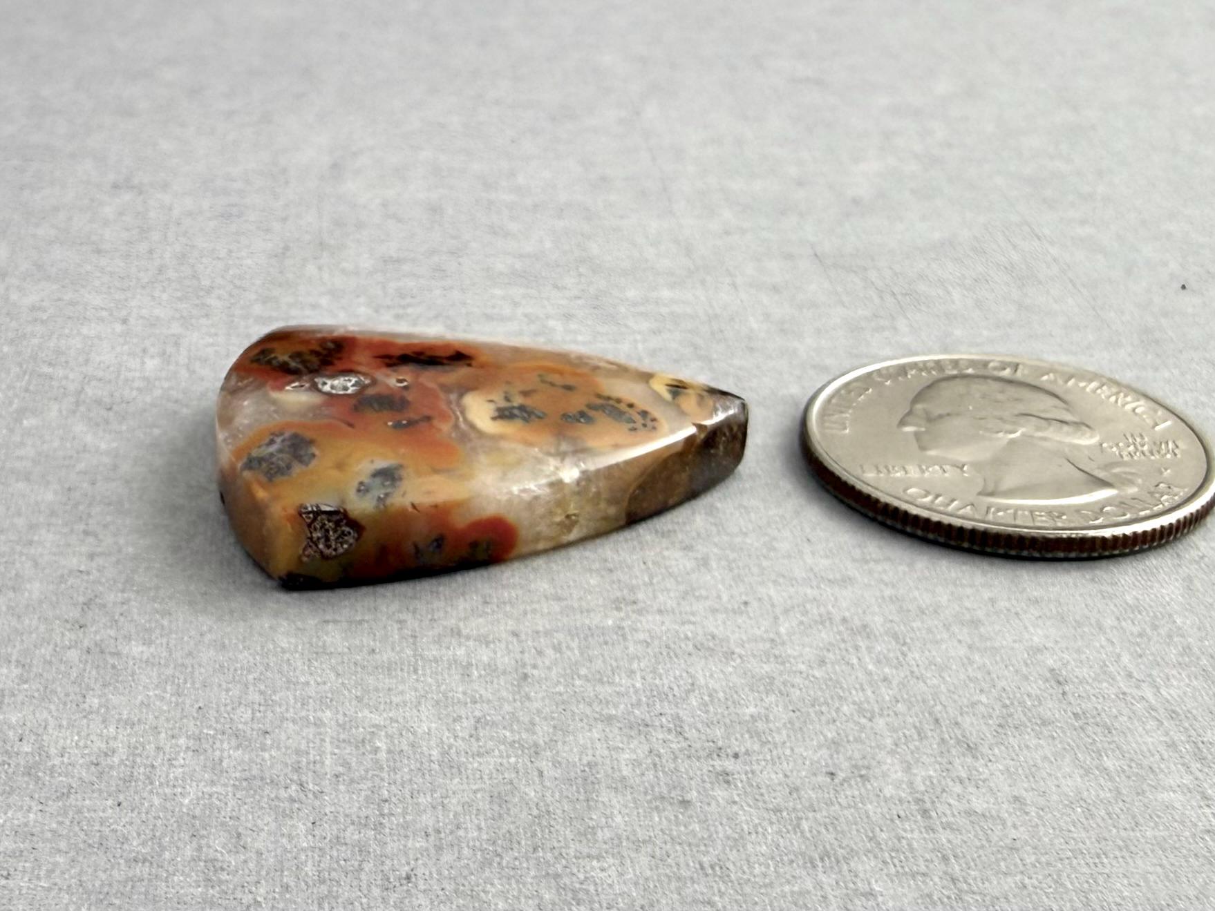 Marcasite in Quartz Cabochon | Natural Gemstone | 31x26x7 | QU531 - Marcasite, Quartz - GemEnthusiast