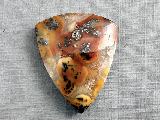 Marcasite in Quartz Cabochon | Natural Gemstone | 31x26x7 | QU531 - Marcasite, Quartz - GemEnthusiast