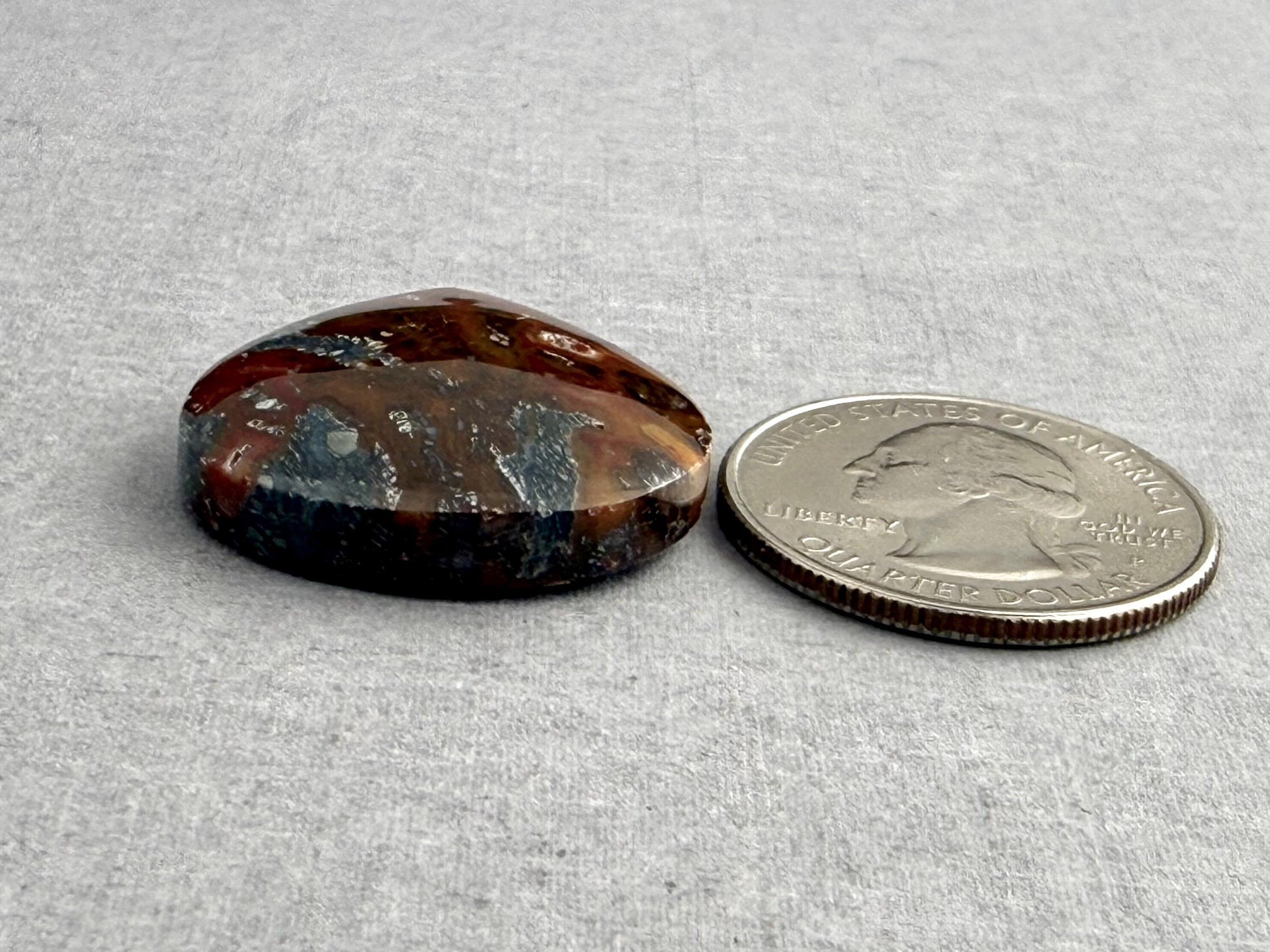 Marcasite in Quartz Cabochon | Natural Gemstone | 29x25x6.5 | QU530 - Marcasite, Quartz - GemEnthusiast