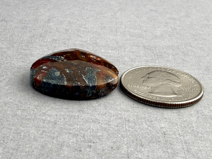 Marcasite in Quartz Cabochon | Natural Gemstone | 29x25x6.5 | QU530 - Marcasite, Quartz - GemEnthusiast