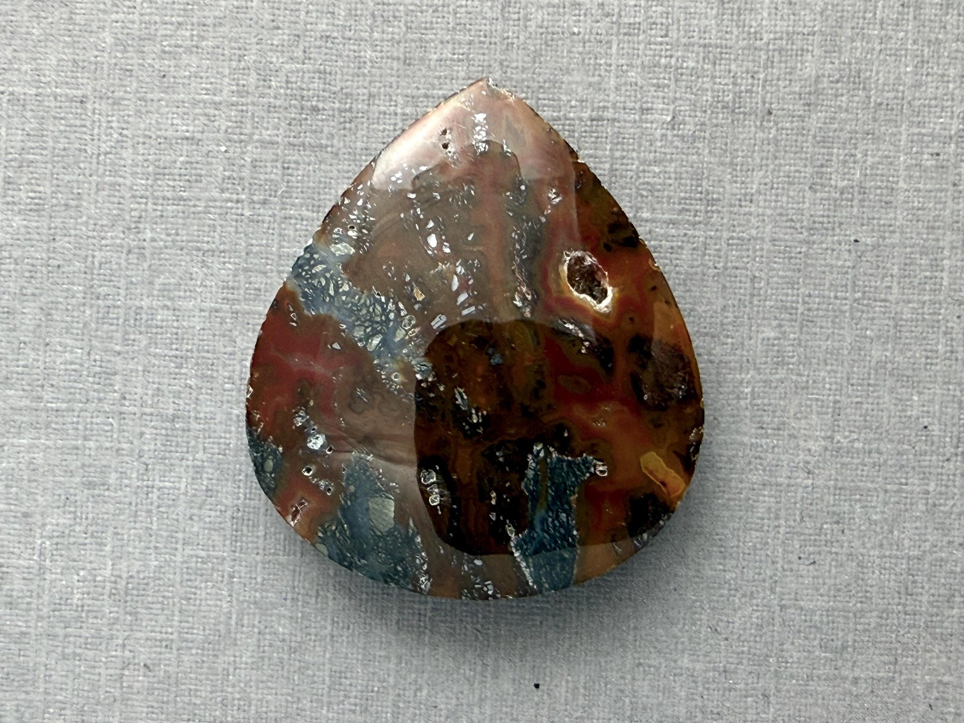 Marcasite in Quartz Cabochon | Natural Gemstone | 29x25x6.5 | QU530 - Marcasite, Quartz - GemEnthusiast