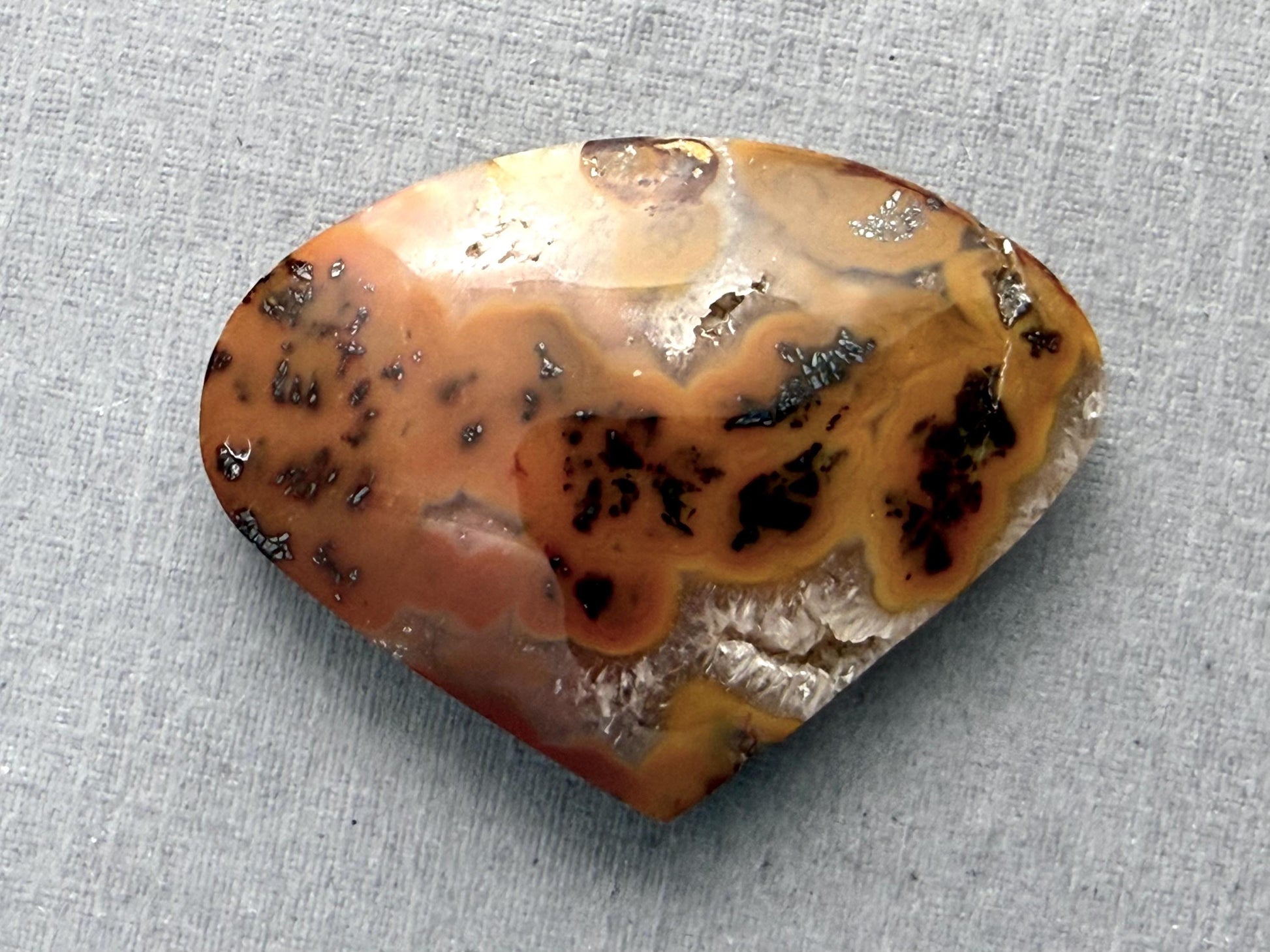 Marcasite in Quartz Cabochon | Natural Gemstone | 32x25x8 | QU526 - Marcasite, Quartz - GemEnthusiast