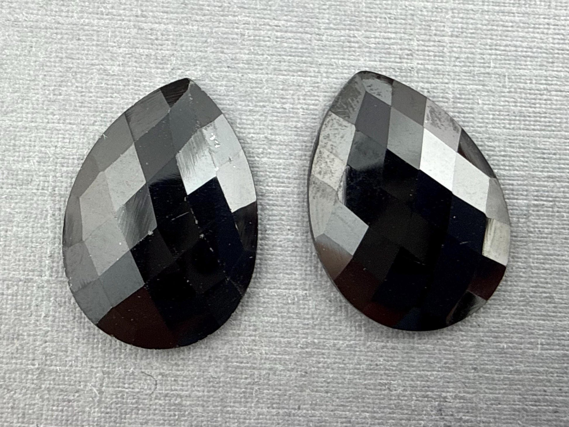 Black Spinel Pear Pair | Rose Cut Loose Cabochon Gemstones | BS120 - Spinel - GemEnthusiast