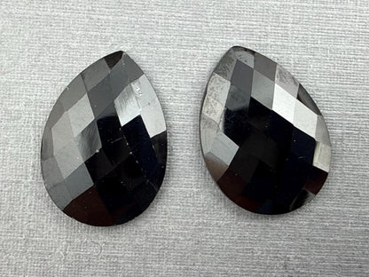 Black Spinel Pear Pair | Rose Cut Loose Cabochon Gemstones | BS120 - Spinel - GemEnthusiast