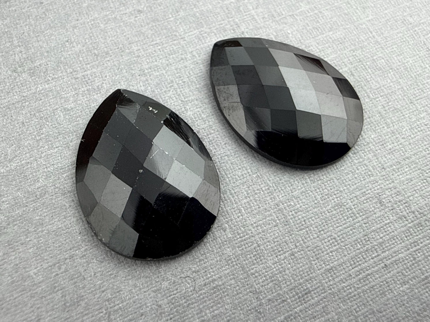 Black Spinel Pear Pair | Rose Cut Loose Cabochon Gemstones | BS120 - Spinel - GemEnthusiast