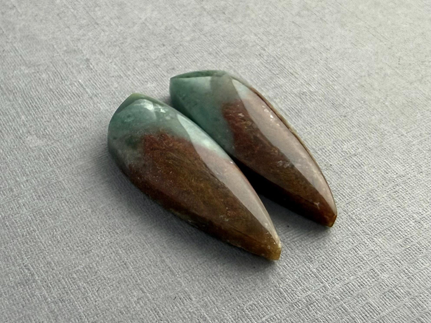 Petrified Wood Opal Pair | Natural Indonesia Cabochons | WO243 - Petrified Wood Opal, Opalized Wood - GemEnthusiast