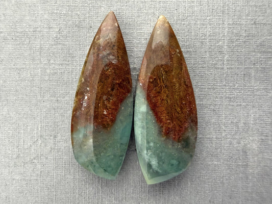 Petrified Wood Opal Pair | Natural Indonesia Cabochons | WO243 - Petrified Wood Opal, Opalized Wood - GemEnthusiast