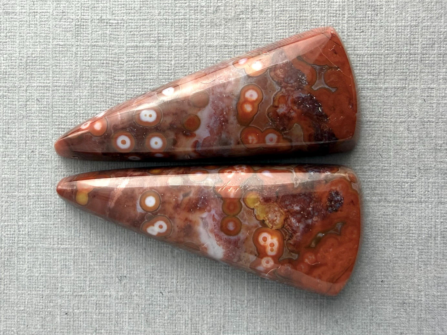 River Jasper Pair | Natural Orbicular Gemstone from Indonesia | JS215 - Orbital River Jasper - GemEnthusiast