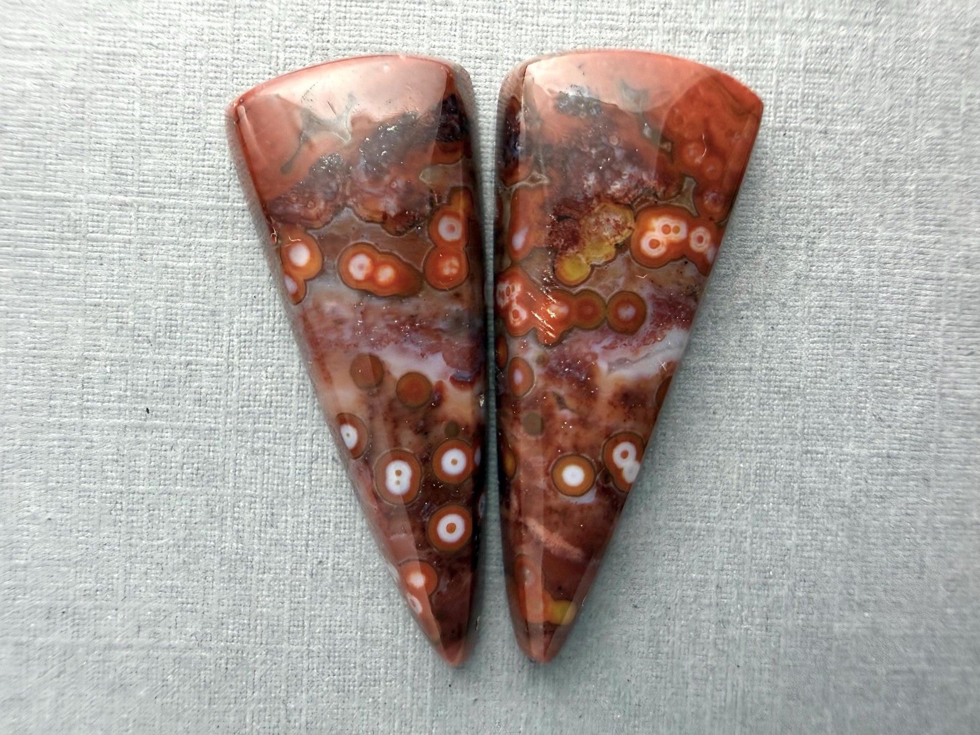 River Jasper Pair | Natural Orbicular Gemstone from Indonesia | JS215 - Orbital River Jasper - GemEnthusiast