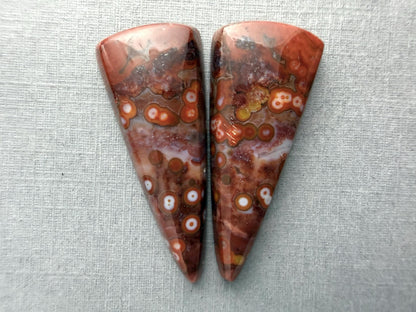 River Jasper Pair | Natural Orbicular Gemstone from Indonesia | JS215 - Orbital River Jasper - GemEnthusiast
