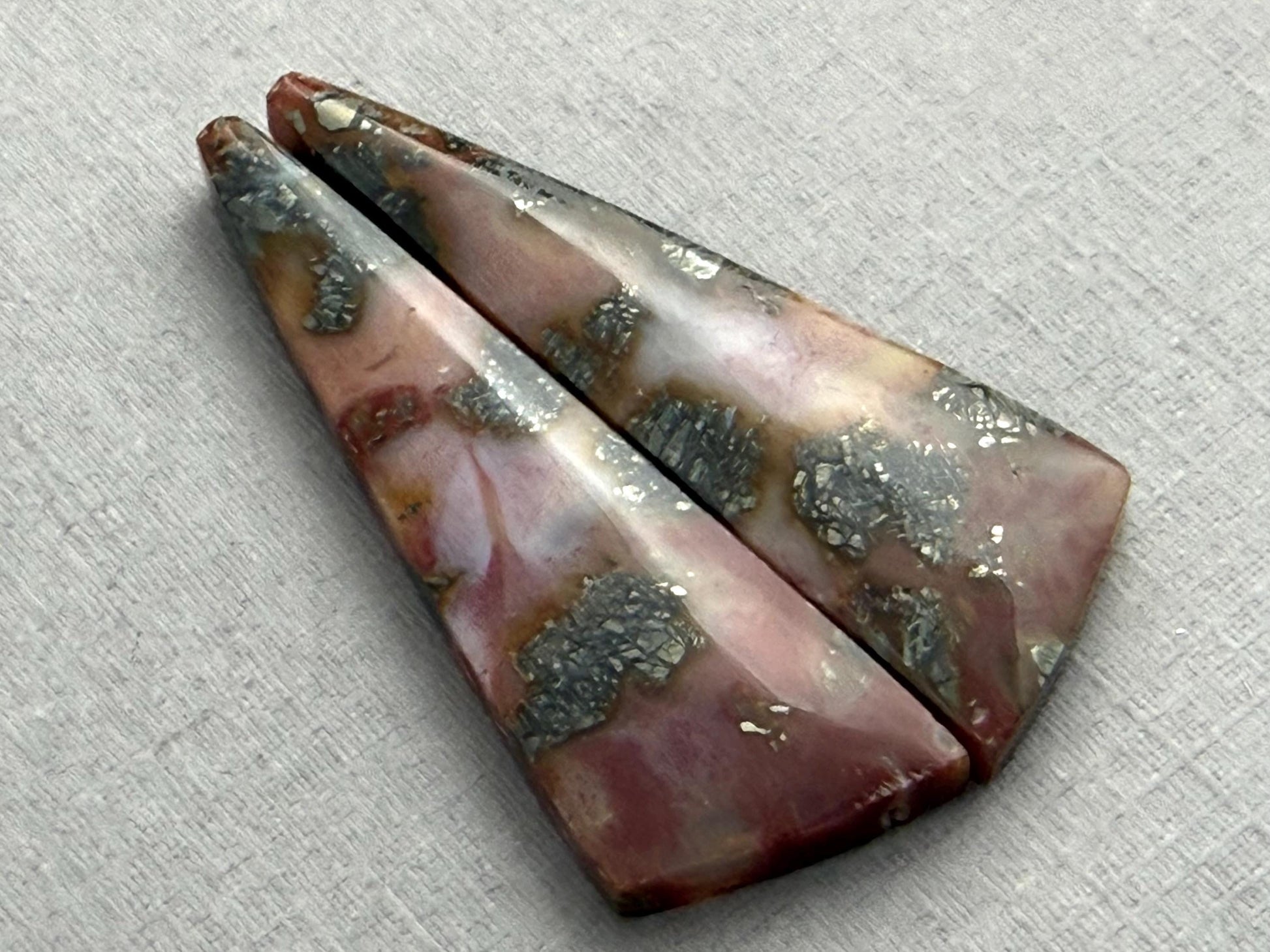 Marcasite in Quartz Cabochon Pair | Natural Gemstone | QU524 - Marcasite, Quartz - GemEnthusiast