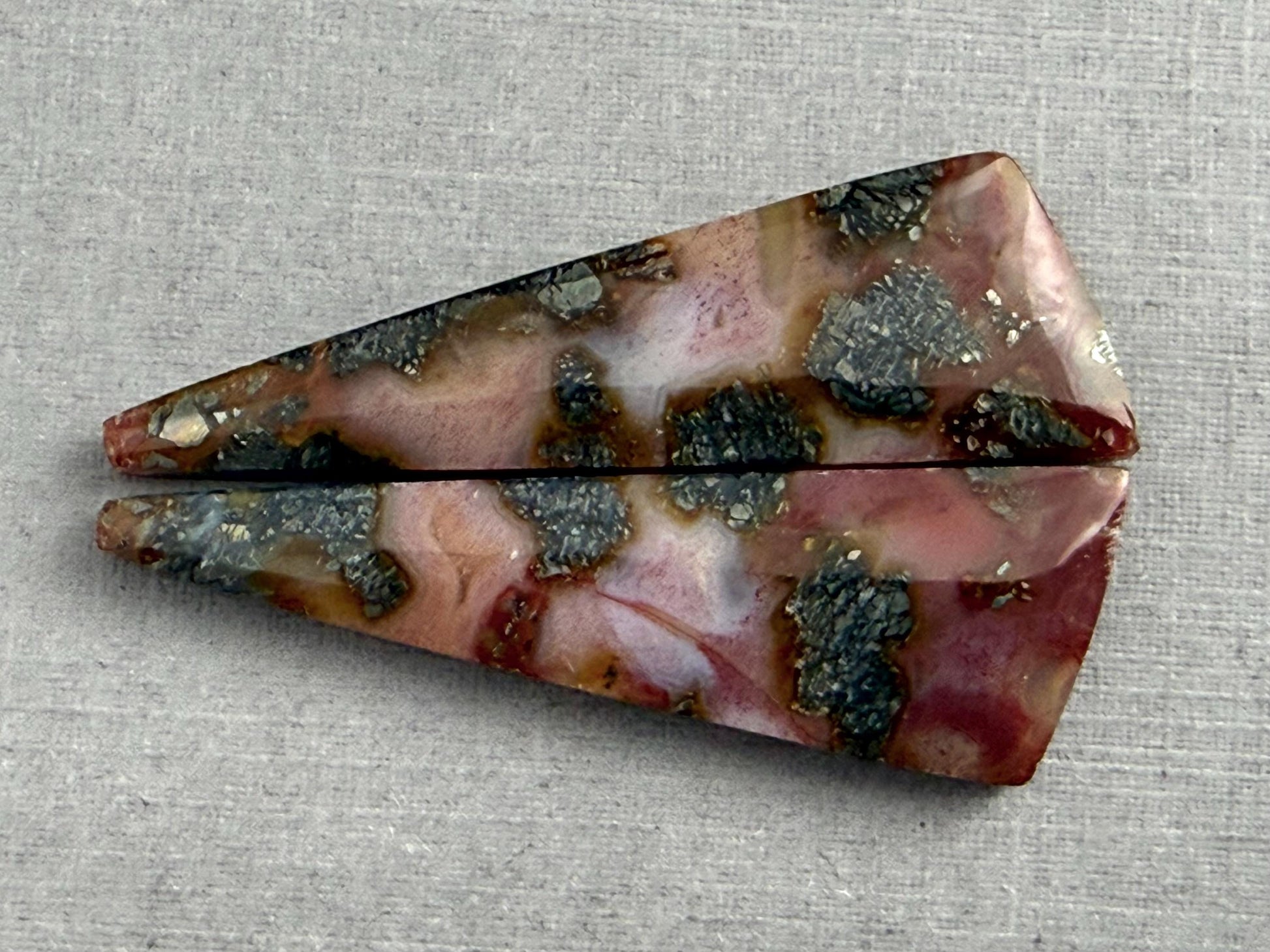 Marcasite in Quartz Cabochon Pair | Natural Gemstone | QU524 - Marcasite, Quartz - GemEnthusiast