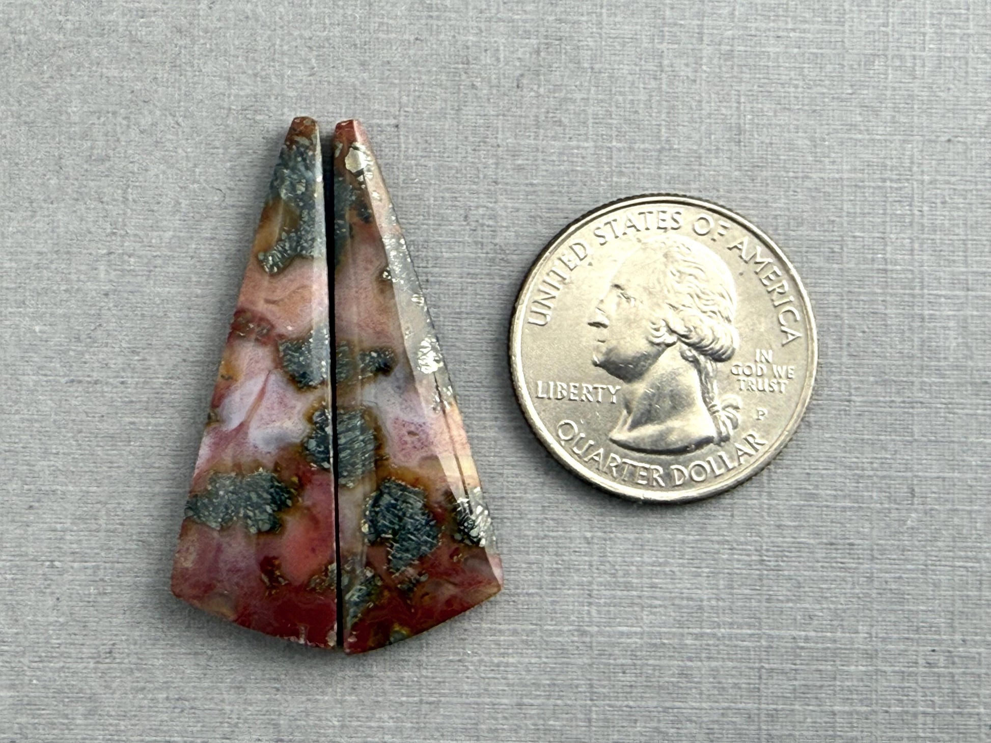 Marcasite in Quartz Cabochon Pair | Natural Gemstone | QU524 - Marcasite, Quartz - GemEnthusiast