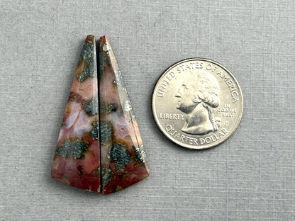 Marcasite in Quartz Cabochon Pair | Natural Gemstone | QU524 - Marcasite, Quartz - GemEnthusiast
