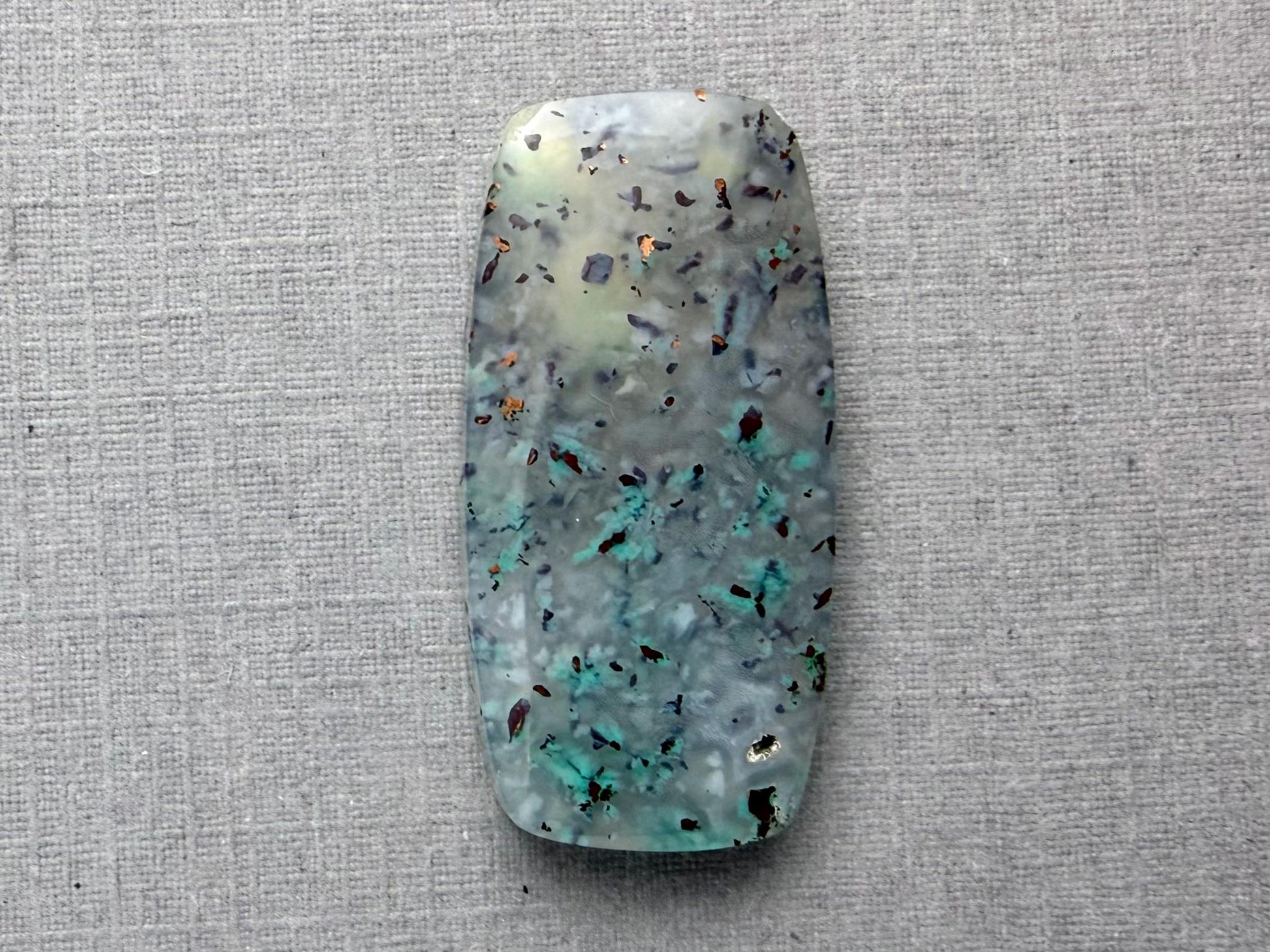 Confetti Chrysocolla in Chalcedony | Natural Loose Cabochon Gemstone | CA338 - Chalcedony, Chrysocolla, Copper - GemEnthusiast