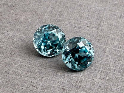 5.5mm Blue Zircon Pair Round | Natural Gemstone | ZC101 - Natural Zircon - GemEnthusiast