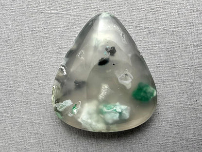 Confetti Chrysocolla in Chalcedony | Single Stone | Natural Cabochon from Indonesia | CA336 - Chalcedony, Copper Agate, Confetti Chrysocolla - GemEnthusiast