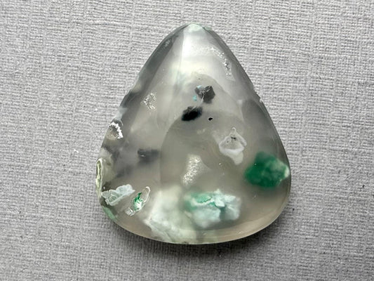 Confetti Chrysocolla in Chalcedony | Single Stone | Natural Cabochon from Indonesia | CA336 - Chalcedony, Copper Agate, Confetti Chrysocolla - GemEnthusiast