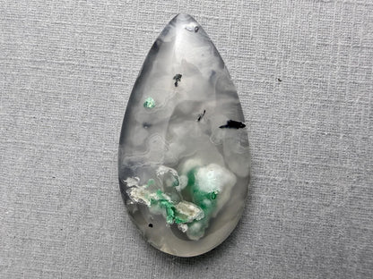 Confetti Chrysocolla in Chalcedony | Single Stone | Natural Cabochon from Indonesia | CA336 - Chalcedony, Copper Agate, Confetti Chrysocolla - GemEnthusiast