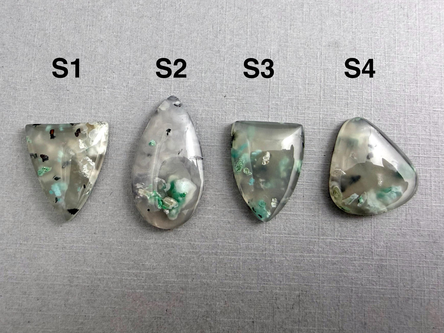 Confetti Chrysocolla in Chalcedony | Single Stone | Natural Cabochon from Indonesia | CA336 - Chalcedony, Copper Agate, Confetti Chrysocolla - GemEnthusiast