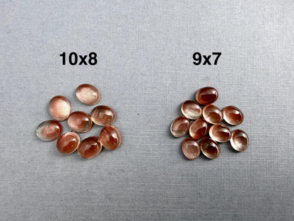 10x8 or 9x7 Oregon Sunstones Oval Cabochon with Schiller | Per Stone - Oregon Sunstone - GemEnthusiast
