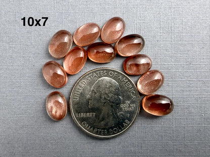 Oregon Sunstones | 10x7 9x6 8x5 | Oval Cabochon with Schiller | USA Gemstone - Oregon Sunstone - GemEnthusiast