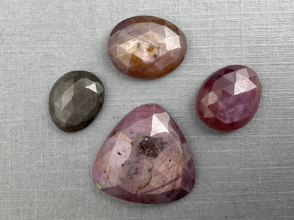 Sapphire Rose Cut Lot with Luster / Sheen | Natural Loose Gemstones | 26.37 carats | SRS307 - Sapphire - GemEnthusiast