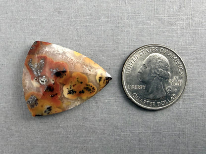 Marcasite in Quartz Cabochon | Natural Gemstone | 31x26x7 | QU531 - Marcasite, Quartz - GemEnthusiast