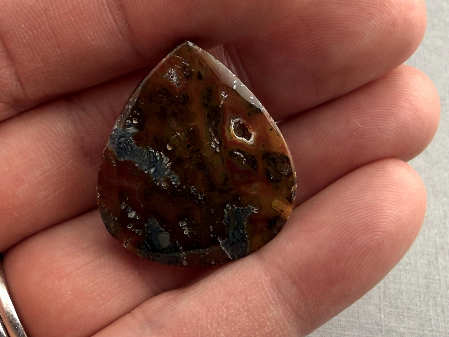 Marcasite in Quartz Cabochon | Natural Gemstone | 29x25x6.5 | QU530 - Marcasite, Quartz - GemEnthusiast