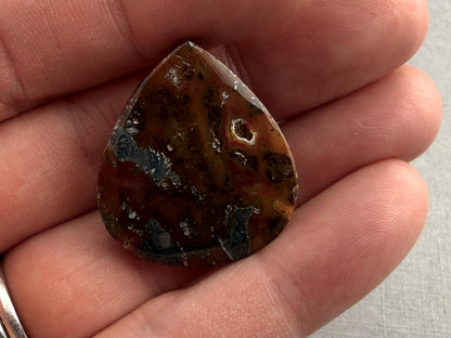 Marcasite in Quartz Cabochon | Natural Gemstone | 29x25x6.5 | QU530 - Marcasite, Quartz - GemEnthusiast