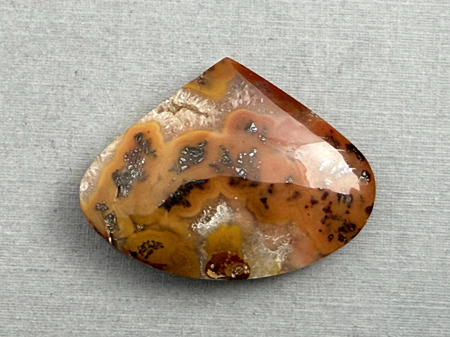 Marcasite in Quartz Cabochon | Natural Gemstone | 32x25x8 | QU526 - Marcasite, Quartz - GemEnthusiast