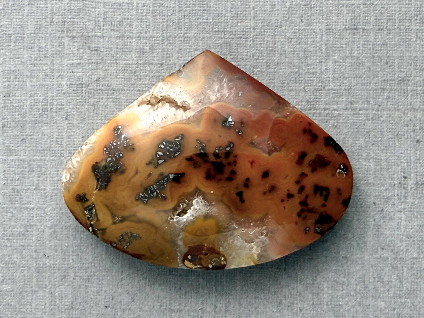 Marcasite in Quartz Cabochon | Natural Gemstone | 32x25x8 | QU526 - Marcasite, Quartz - GemEnthusiast