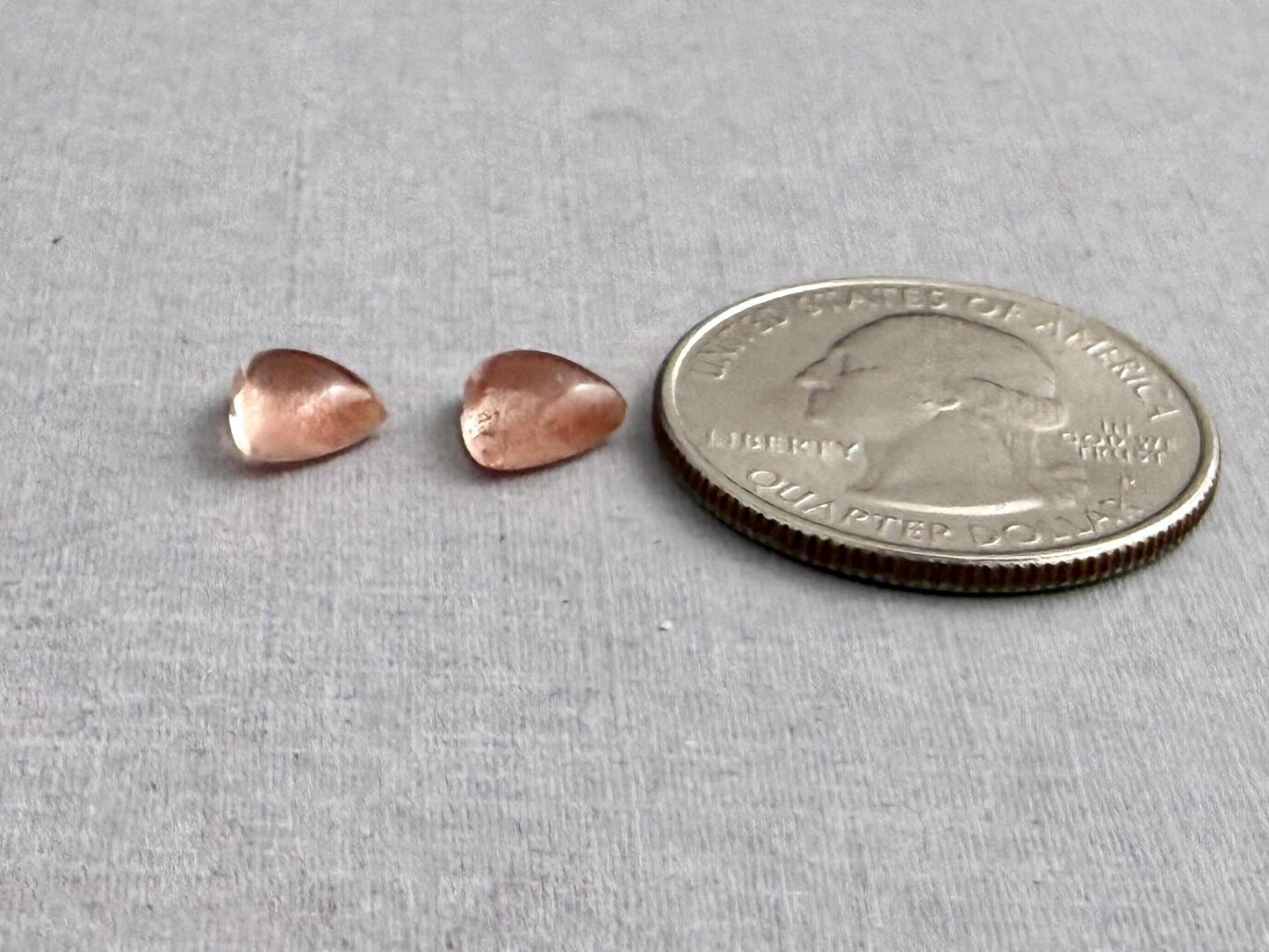 7mm Oregon Sunstone Pair | with Schiller | Triangle Cabochon | OSC325 - Oregon Sunstone, Schiller - GemEnthusiast