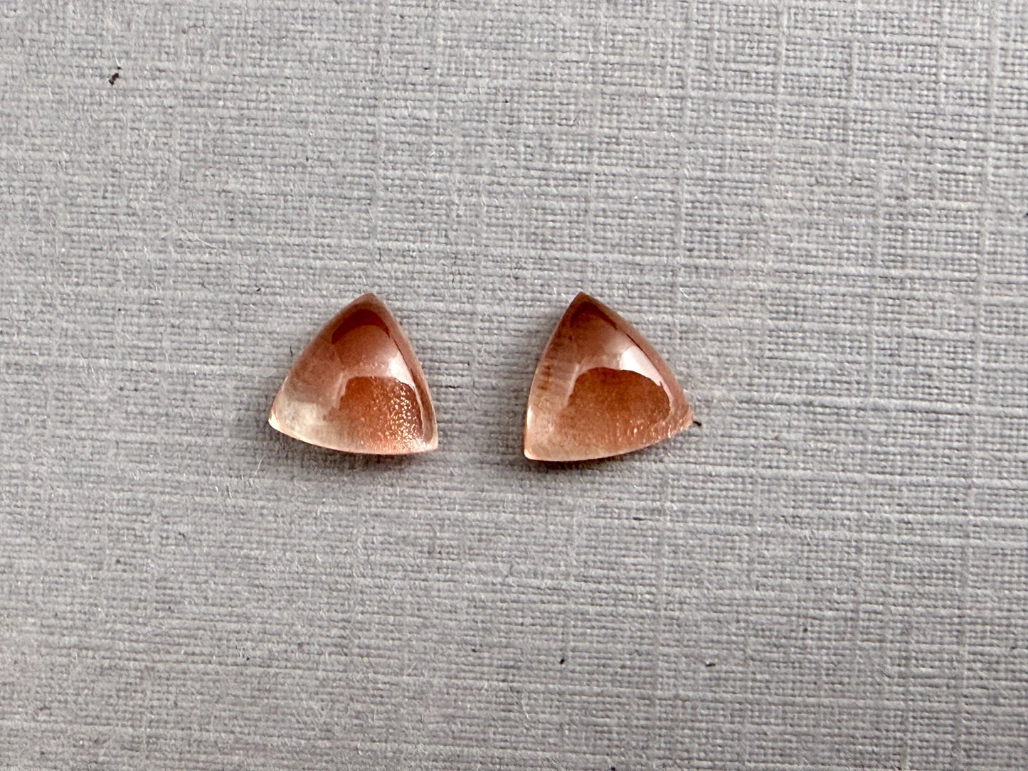 7mm Oregon Sunstone Pair | with Schiller | Triangle Cabochon | OSC325 - Oregon Sunstone, Schiller - GemEnthusiast