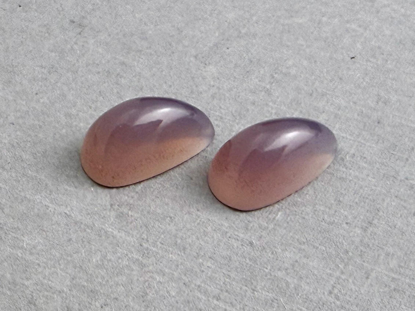 Natural Lilac Chalcedony Pair | 15x8 | Pear Translucent Cabochons | P192 - Chalcedony - GemEnthusiast