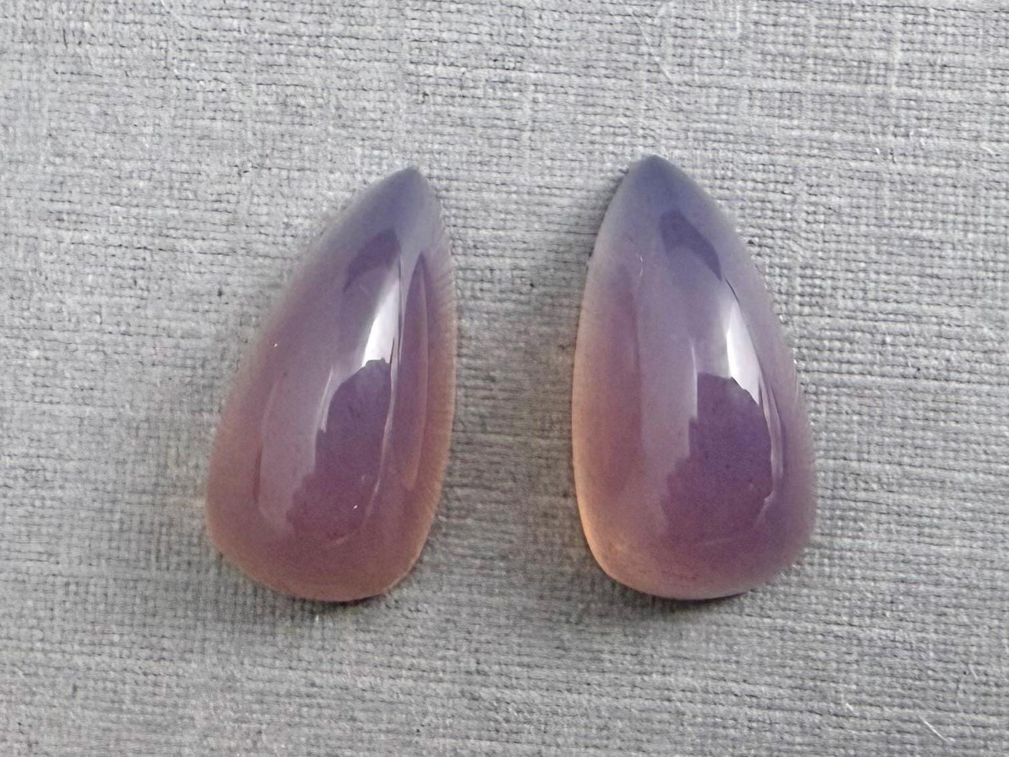 Natural Lilac Chalcedony Pair | 15x8 | Pear Translucent Cabochons | P192 - Chalcedony - GemEnthusiast