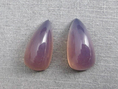 Natural Lilac Chalcedony Pair | 15x8 | Pear Translucent Cabochons | P192 - Chalcedony - GemEnthusiast