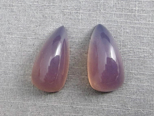 Natural Lilac Chalcedony Pair | 15x8 | Pear Translucent Cabochons | P192 - Chalcedony - GemEnthusiast
