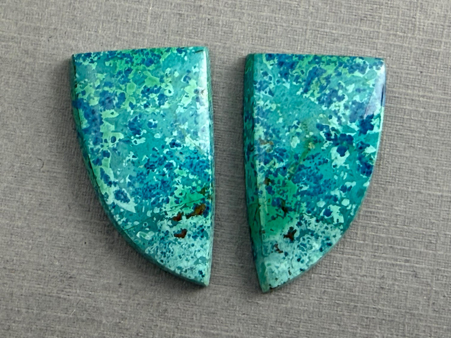 Chrysocolla-Malachite Pair | Natural Loose Cabochon Gemstone | CM106 - Chrysocolla, Malachite - GemEnthusiast
